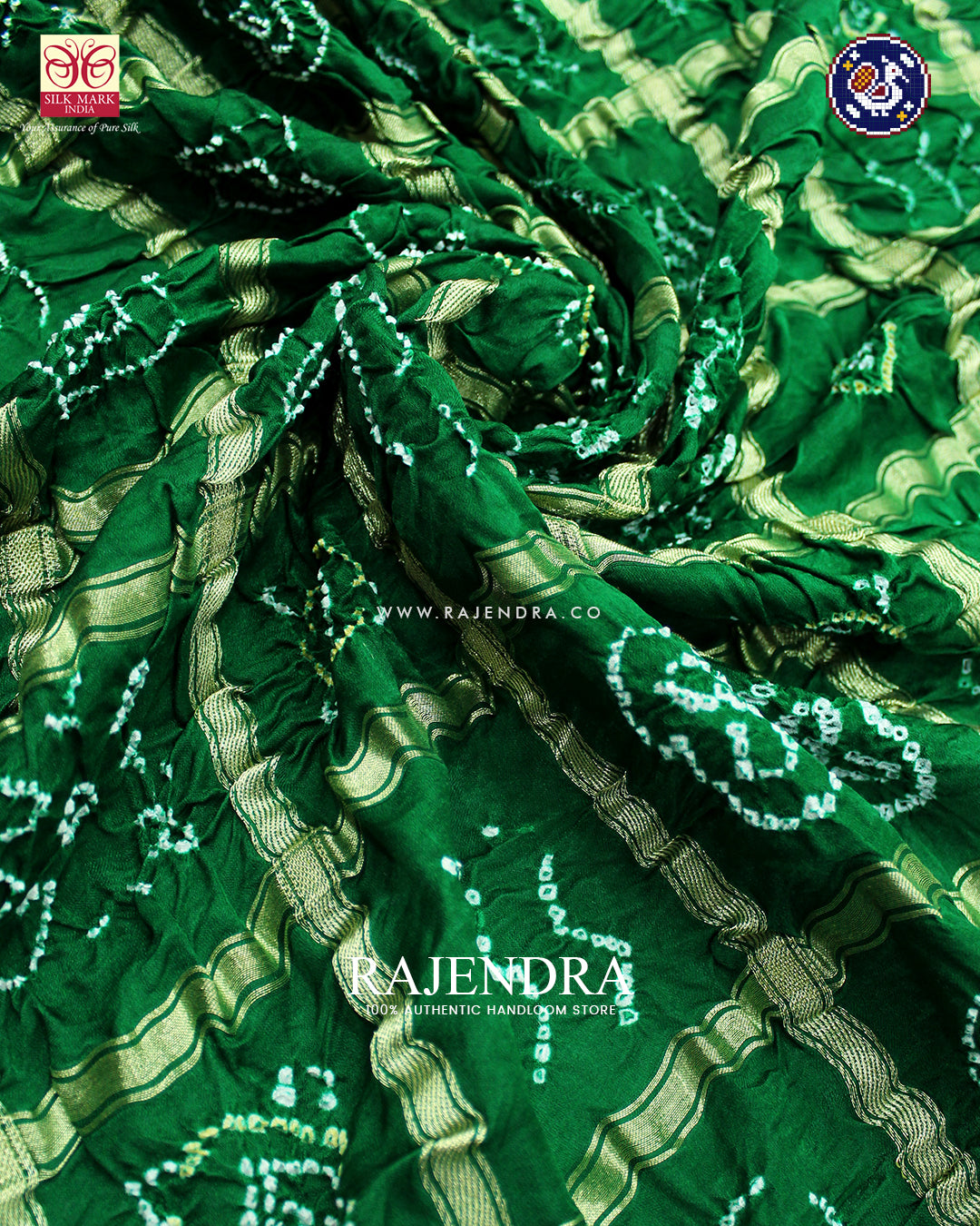Traditional Pure Gaji Silk Green Gharchola Bandhani Saree