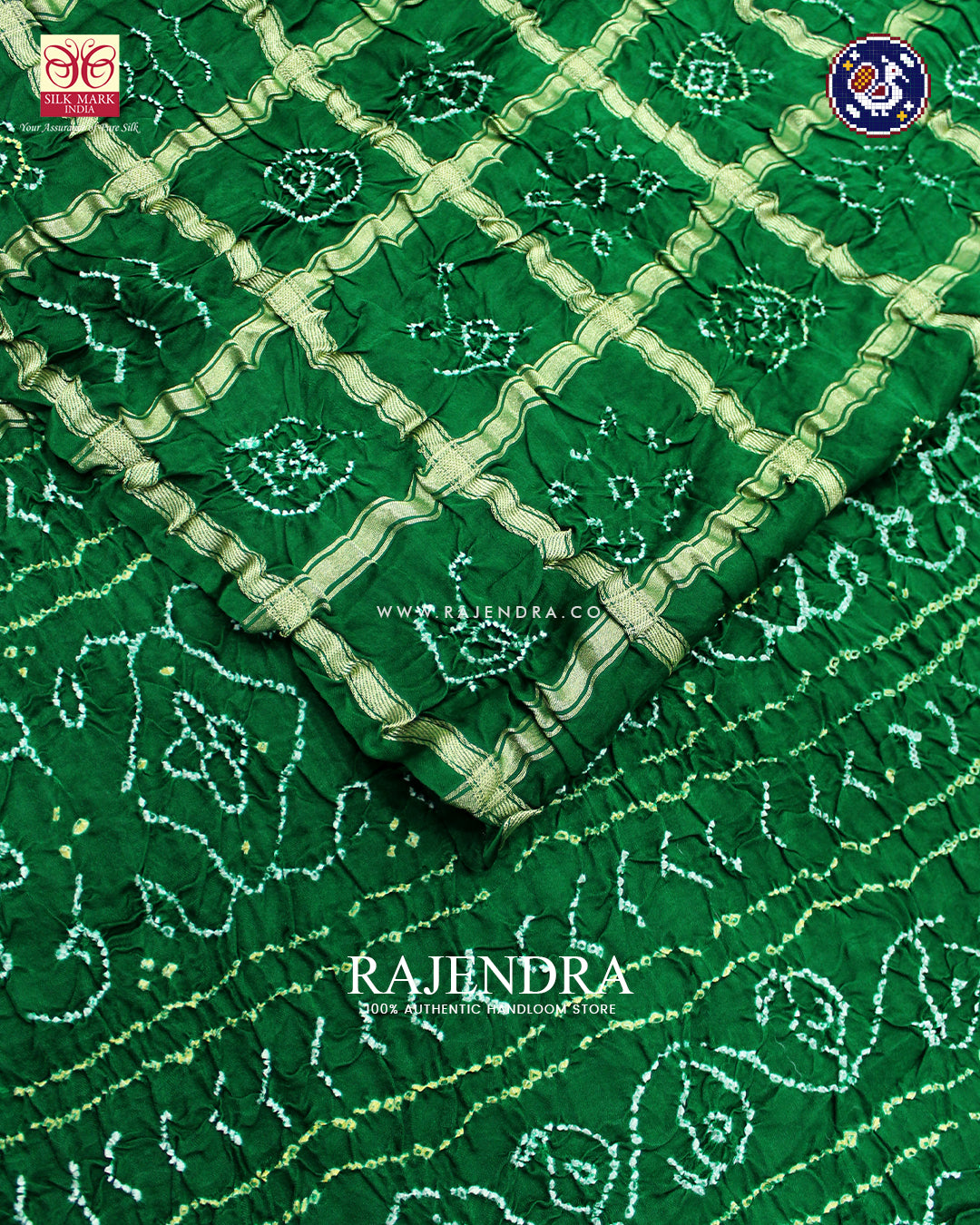 Traditional Pure Gaji Silk Green Gharchola Bandhani Saree