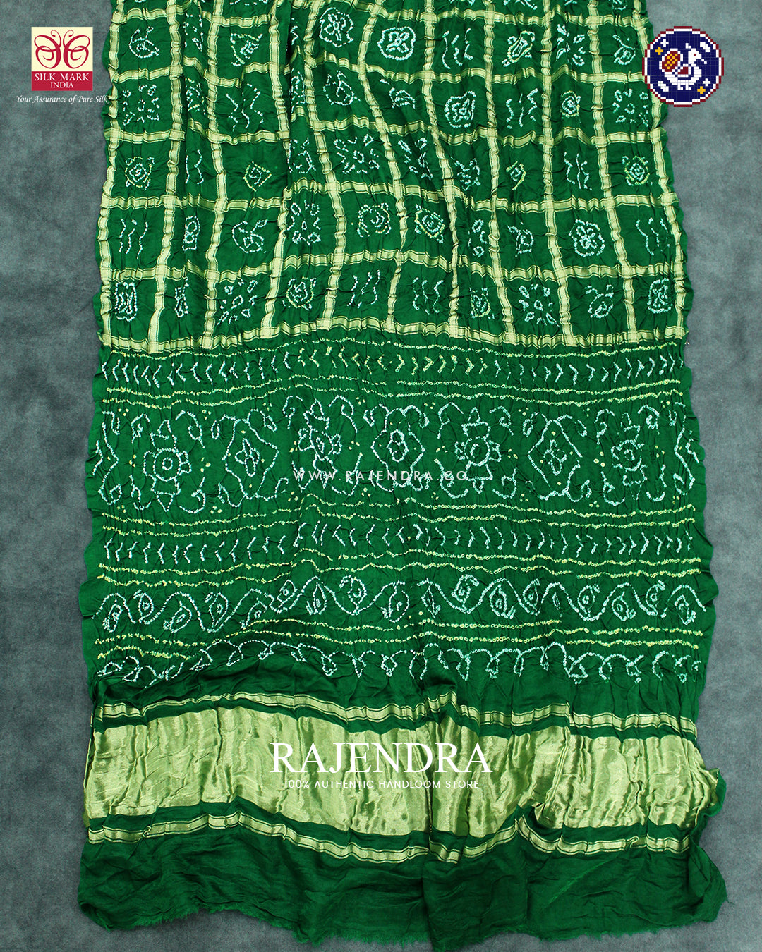Traditional Pure Gaji Silk Green Gharchola Bandhani Saree