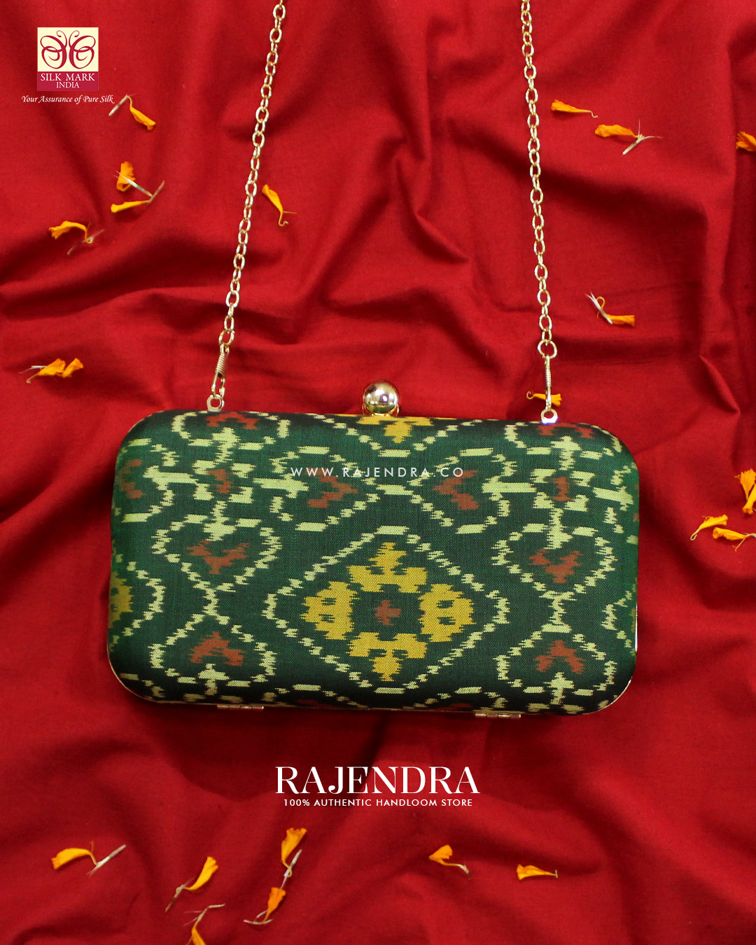 Traditional Panchanda Design Single Ikat Patola Clutch