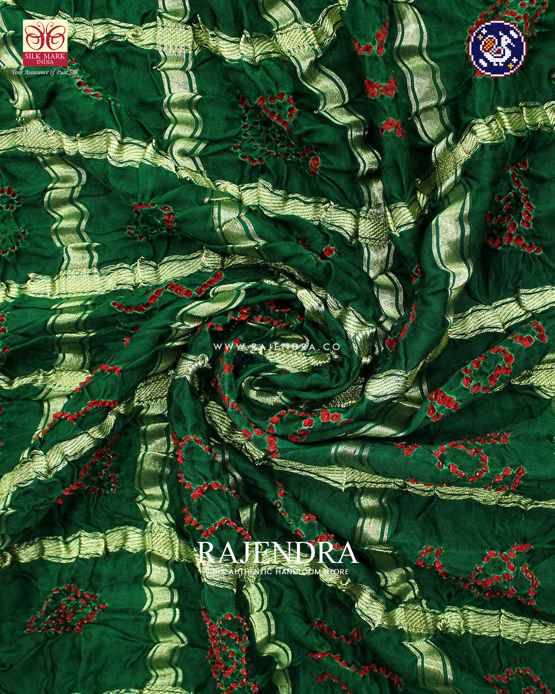 Traditional Pure Gaji Silk Green Gharchola Bandhani Saree