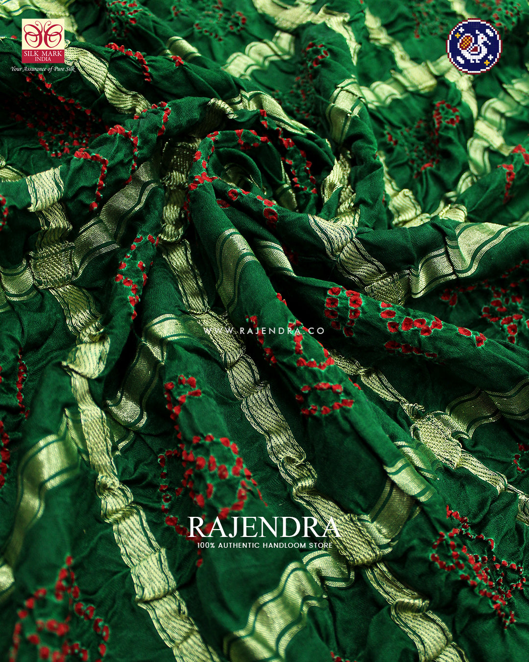 Traditional Pure Gaji Silk Green Gharchola Bandhani Saree