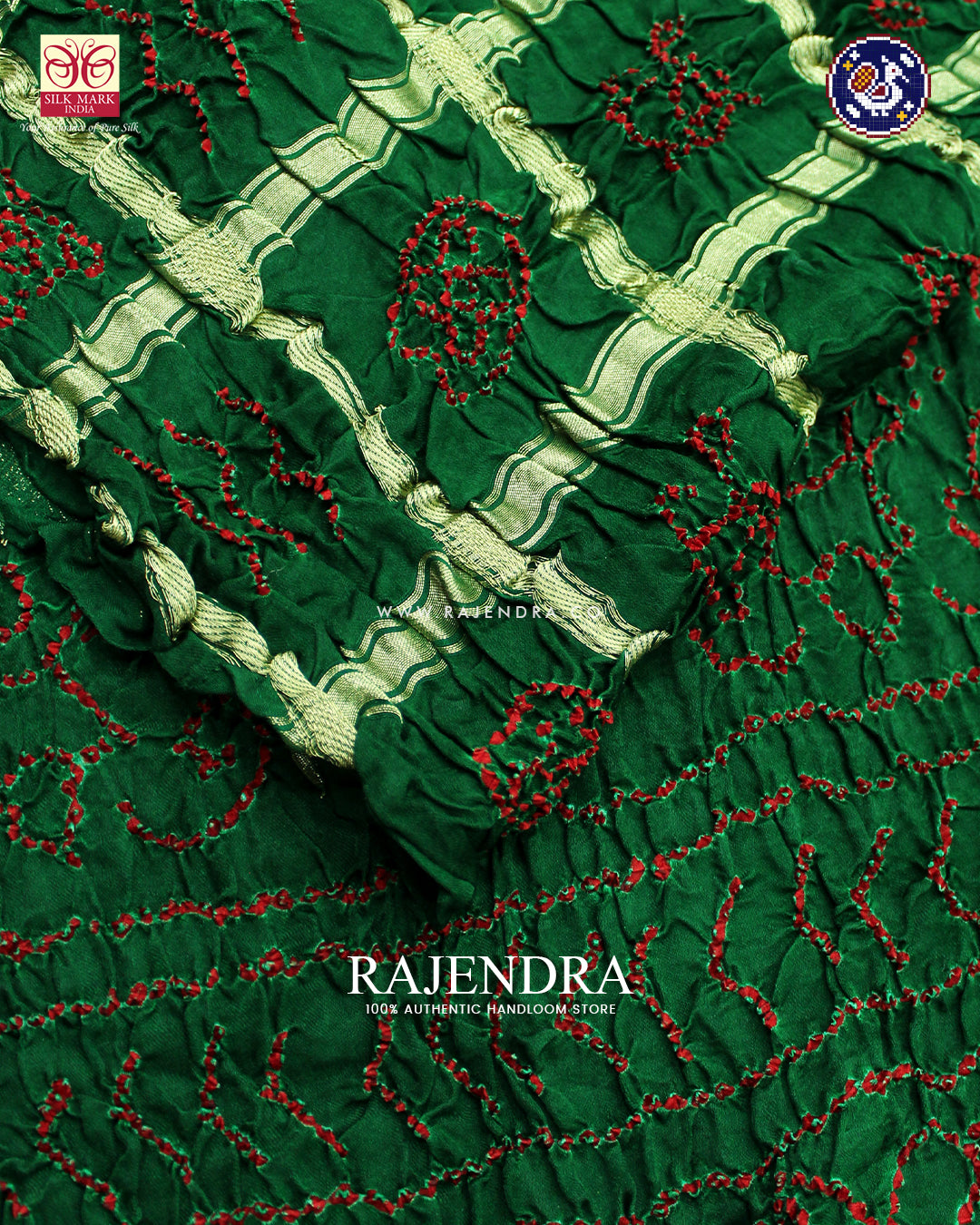 Traditional Pure Gaji Silk Green Gharchola Bandhani Saree