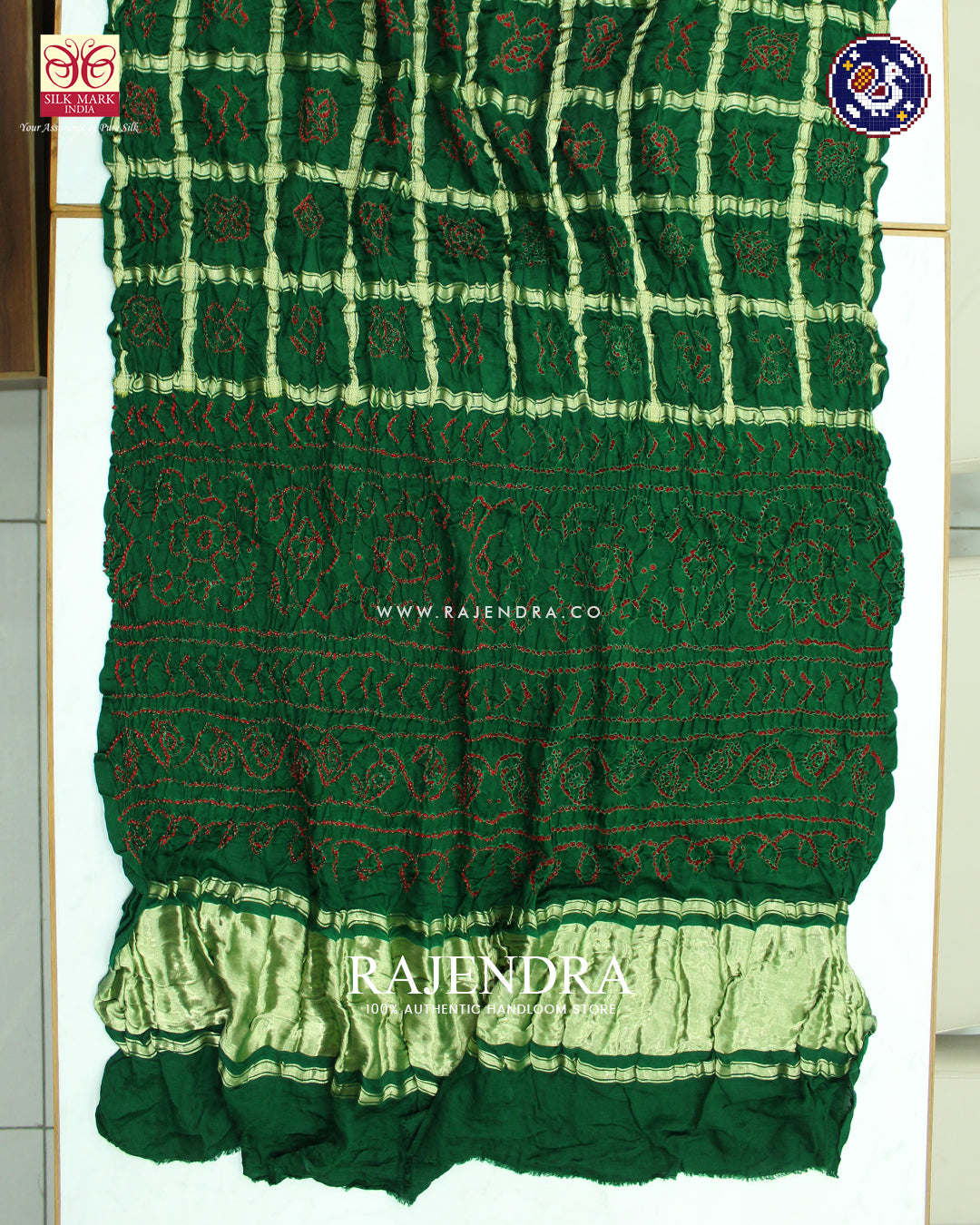 Traditional Pure Gaji Silk Green Gharchola Bandhani Saree
