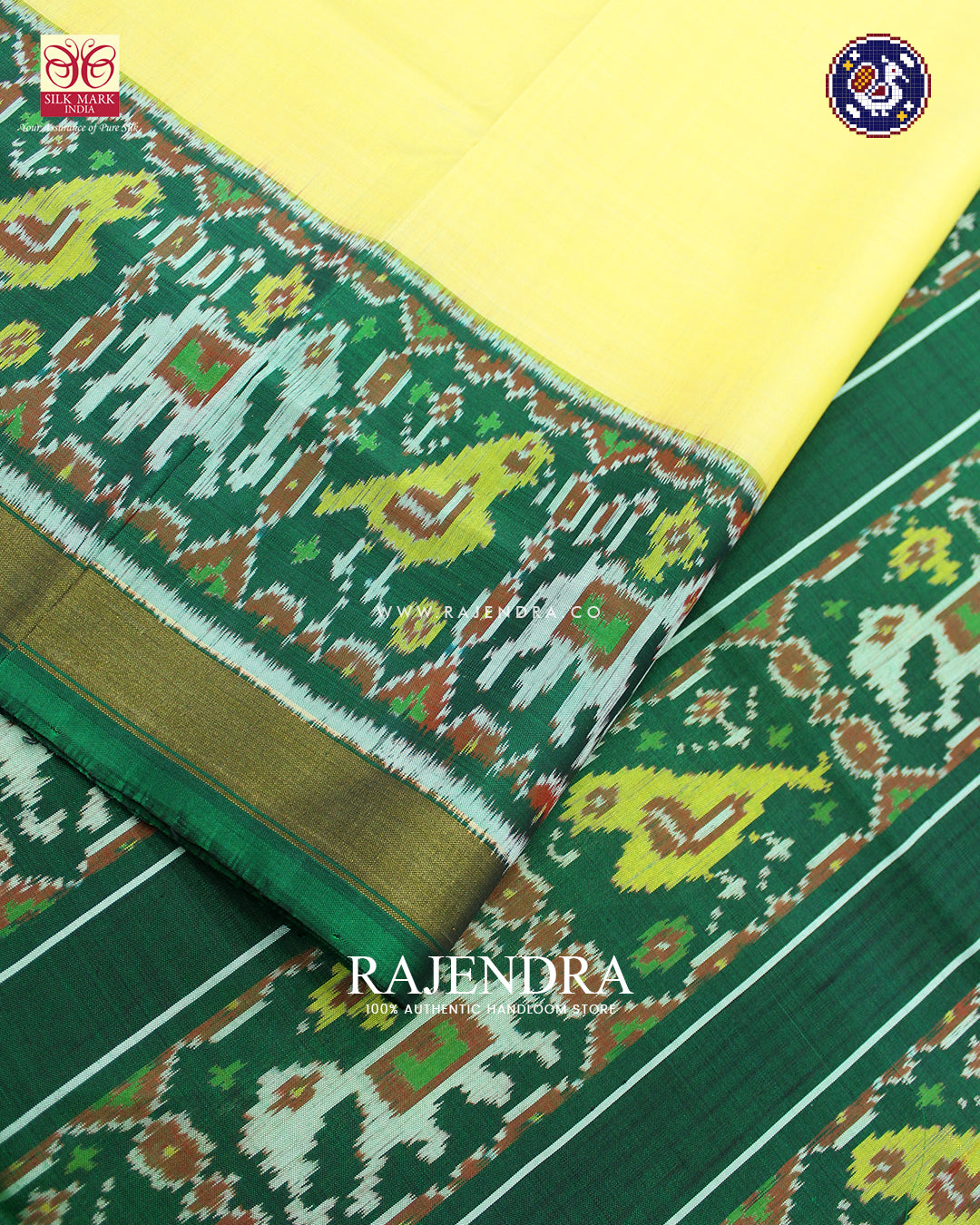 Traditional Hathi Popat Border Plain Rajkot Patola Saree