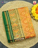 Traditional Navranta Design Green and Mustard Single Ikat Rajkot Patola Saree