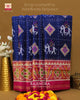 Traditional Hathi Chanda Pink and Blue Single Ikat Rajkot Patola Saree