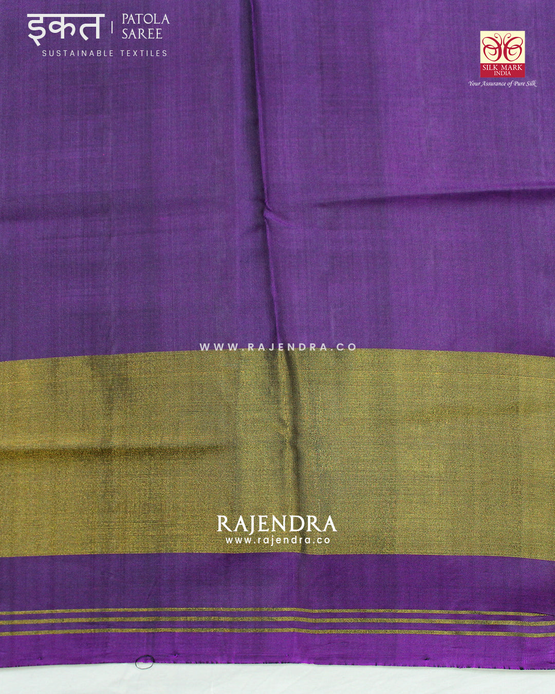 Exclusive Hathi Popat with Bandhani Bhat Purple Single Ikat Rajkot Patola Saree
