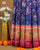 Traditional Hathi Popat Bhat Pink and Blue Single Ikkat Rajkot Patola Saree
