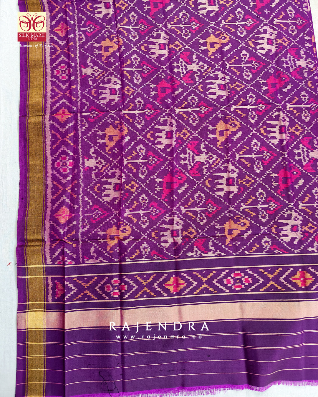Traditional Hathi Popat Bhat Purple Single Ikat Rajkot Patola Dupatta