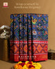 Handwoven Hathi Popat Bhat Red and Blue Semi Double Ikkat Rajkot Patola Saree