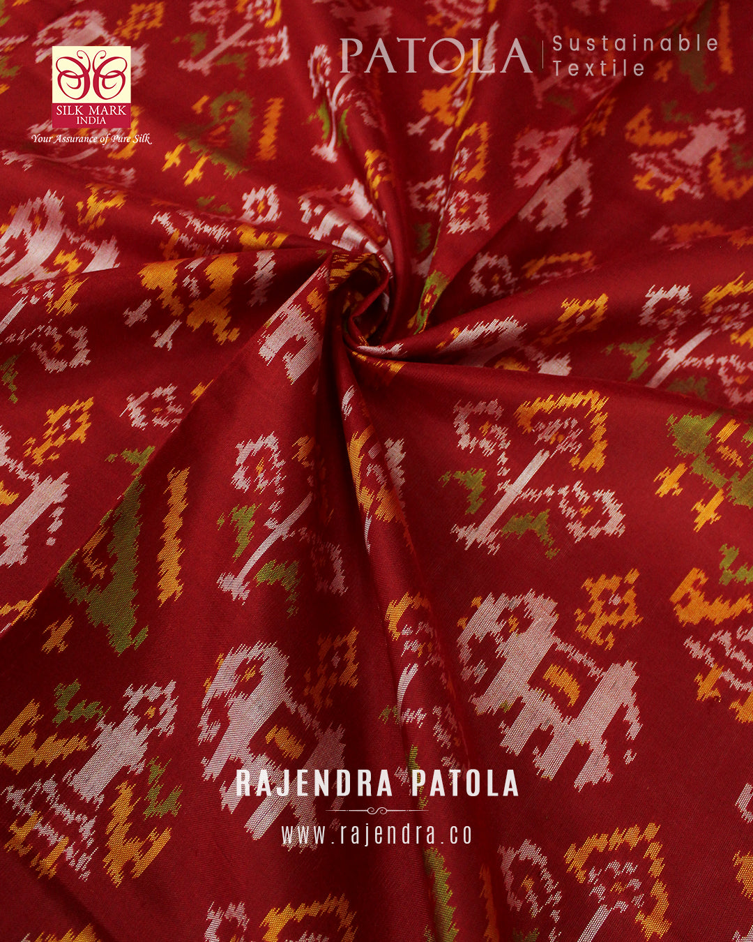 Traditional Hathi Popat Bhat Single Ikat Rajkot Patola Dupatta