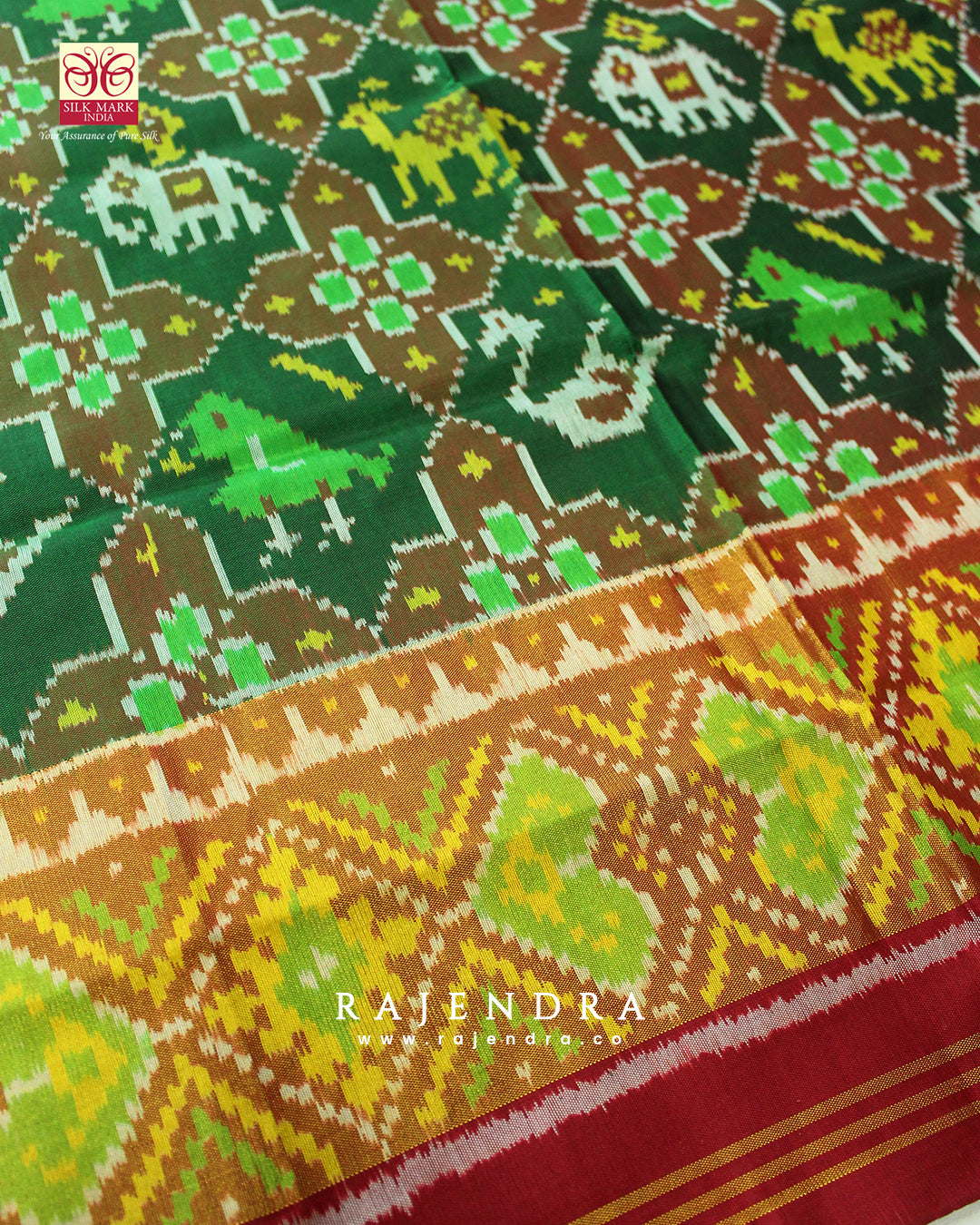 Handwoven Hathi Popat Design Single Ikat Rajkot Patola Saree