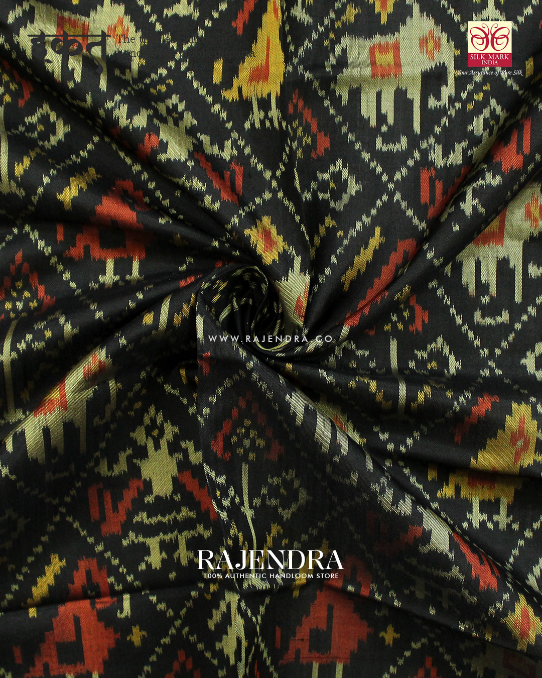 Traditional Hathi Popat Design Black Rajkot Patola Dupatta
