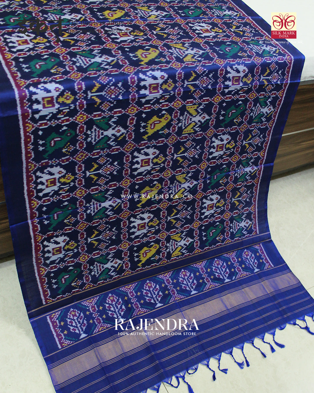 Exclusive Hathi Popat Design Magenta Ikat Rajkot Patola Dupatta