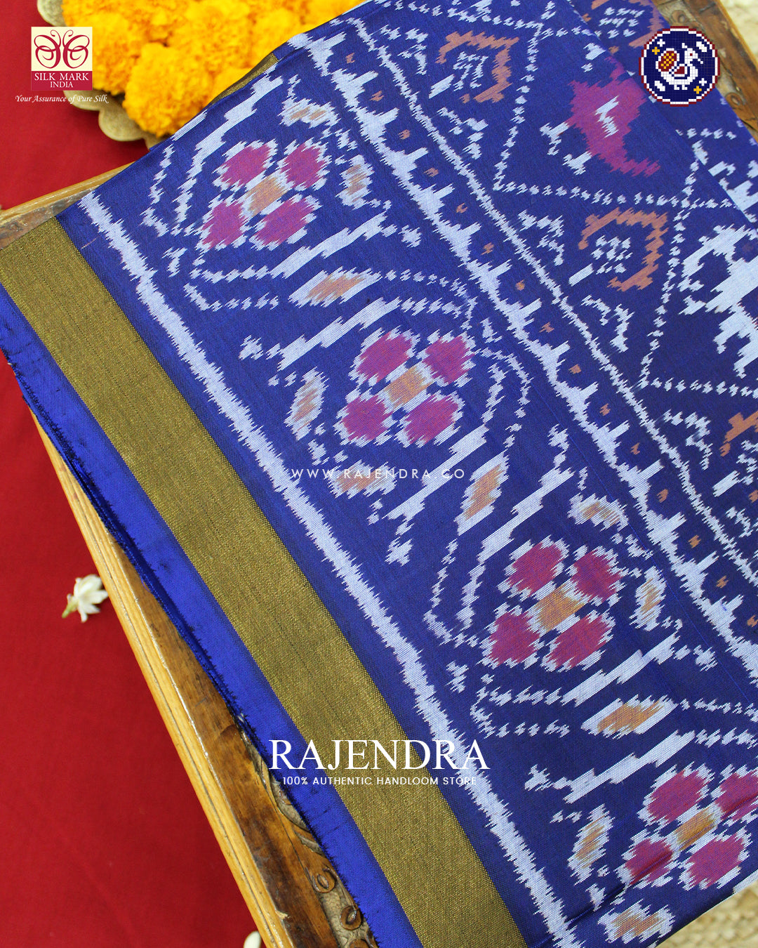 Traditional Hathi Popat Design Blue Rajkot Patola Saree