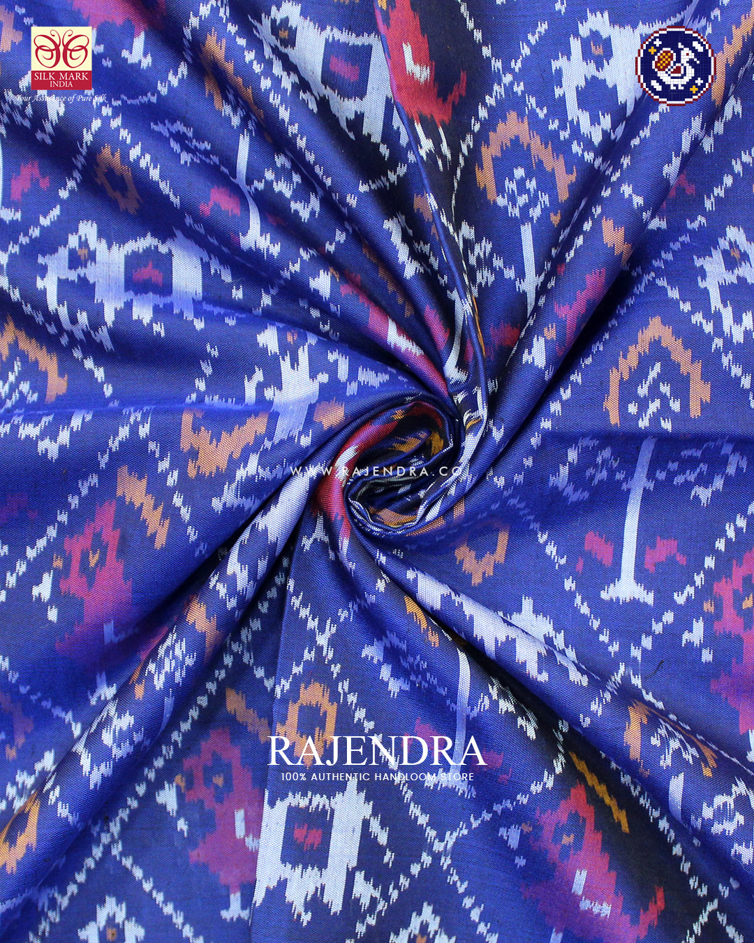 Traditional Hathi Popat Design Blue Rajkot Patola Saree