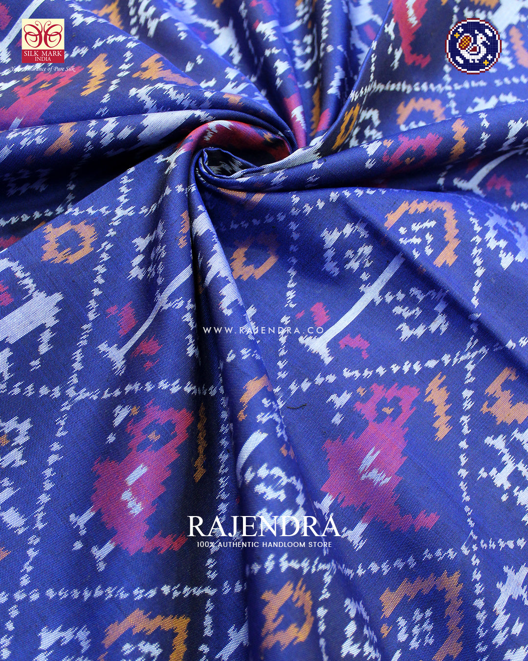 Traditional Hathi Popat Design Blue Rajkot Patola Saree