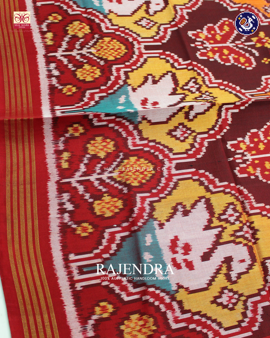 Traditional 6 Figure Design Red Ikat Rajkot Patola Dupatta