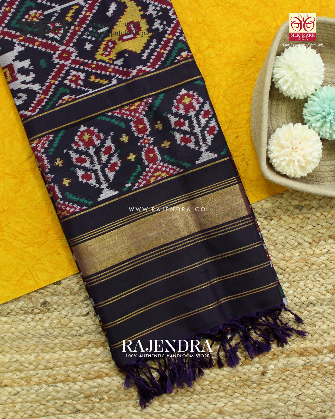 Exclusive Hathi Popat Design Dark Purple Ikat Rajkot Patola Dupatta