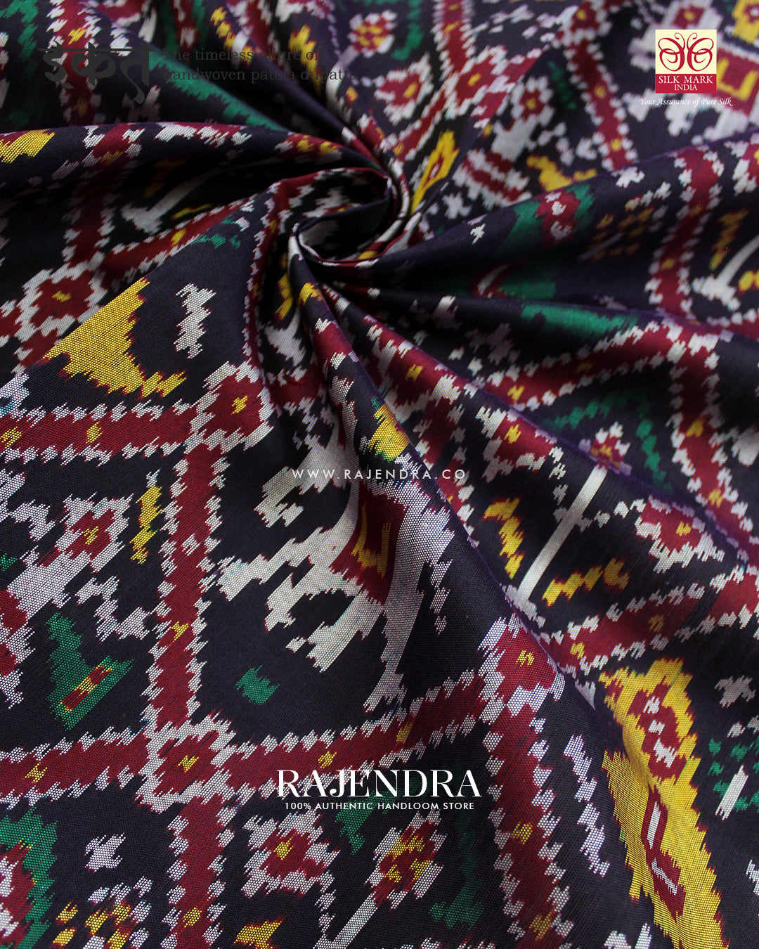 Exclusive Hathi Popat Design Dark Purple Ikat Rajkot Patola Dupatta