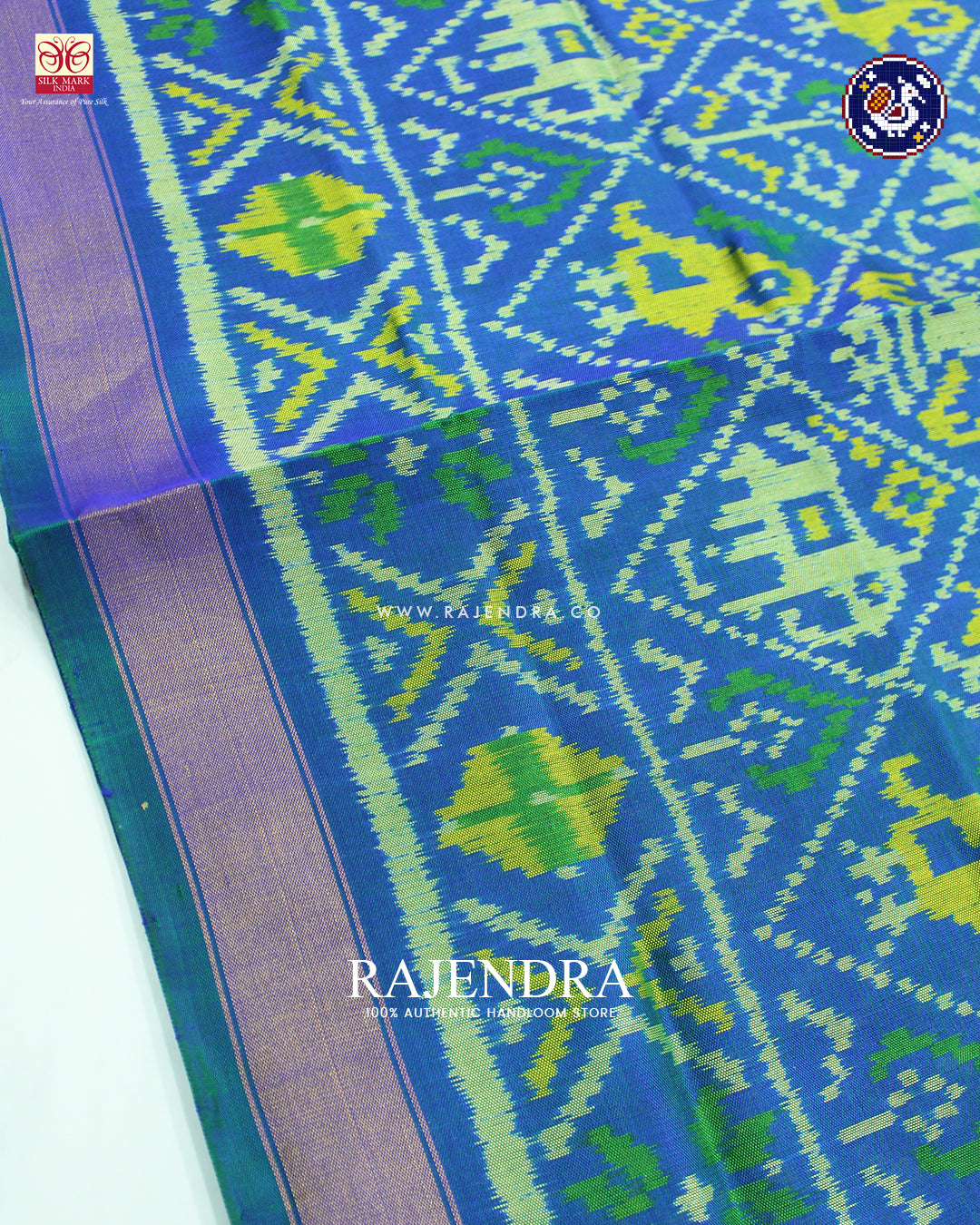 Traditional Hathi Popat Design Light Blue Rajkot Patola Dupatta
