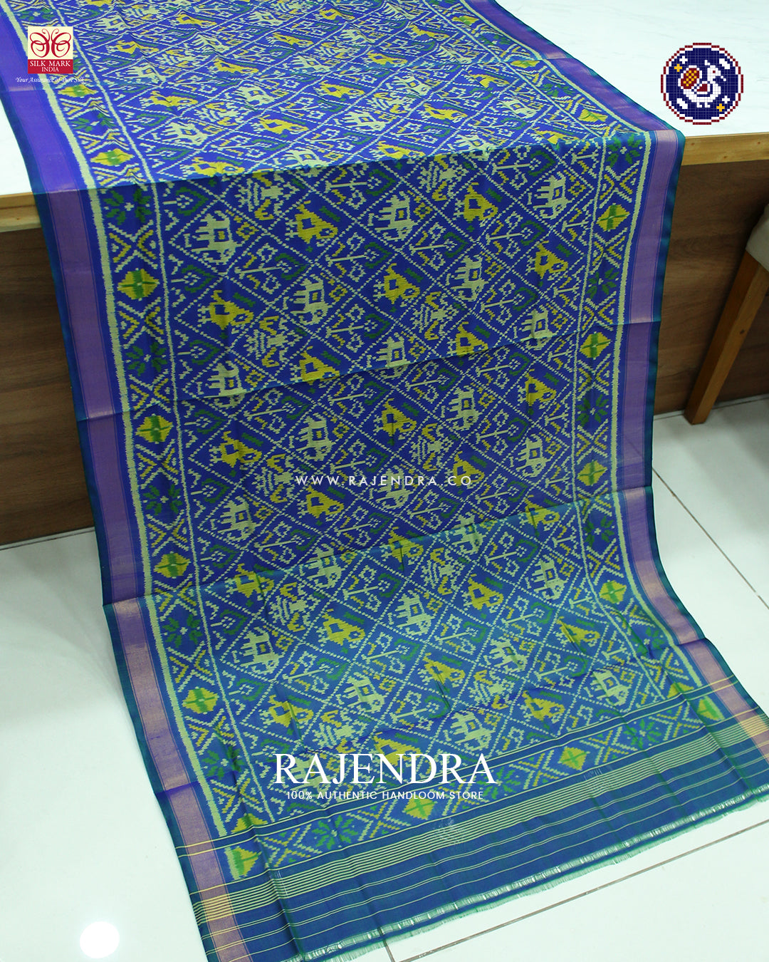 Traditional Hathi Popat Design Light Blue Rajkot Patola Dupatta