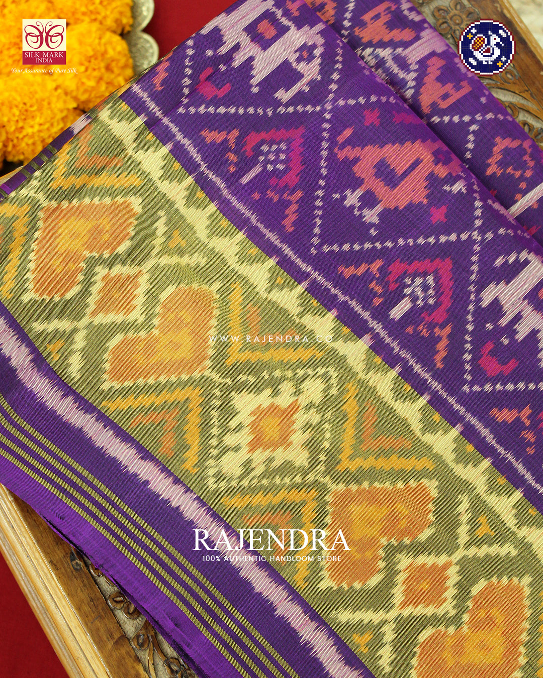 Traditional Hathi Popat Design Magenta Rajkot Patola Saree