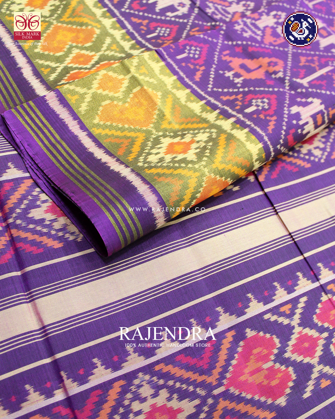 Traditional Hathi Popat Design Magenta Rajkot Patola Saree