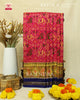 Traditional Hathi Popat Peach Blue Single Ikat Rajkot Patola Saree