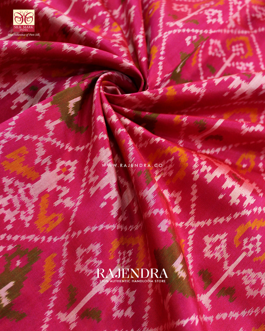 Traditional Hathi Popat Design Peach Pink Single Ikat Rajkot Patola Saree