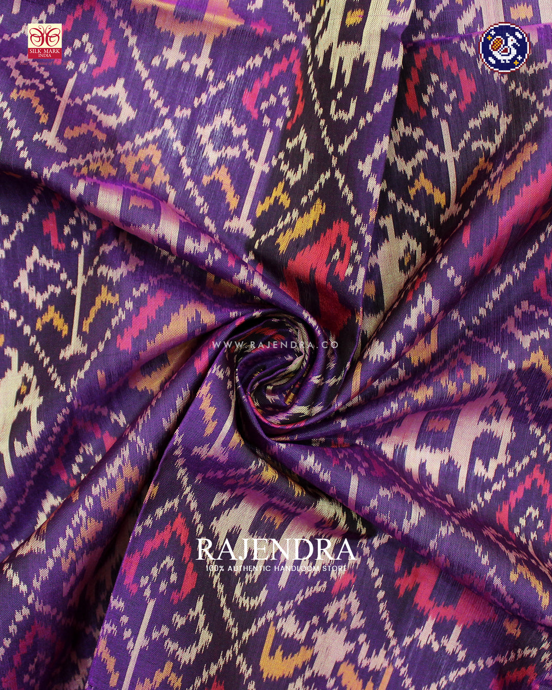 Traditional Hathi Popat Design Purple Rajkot Patola Dupatta