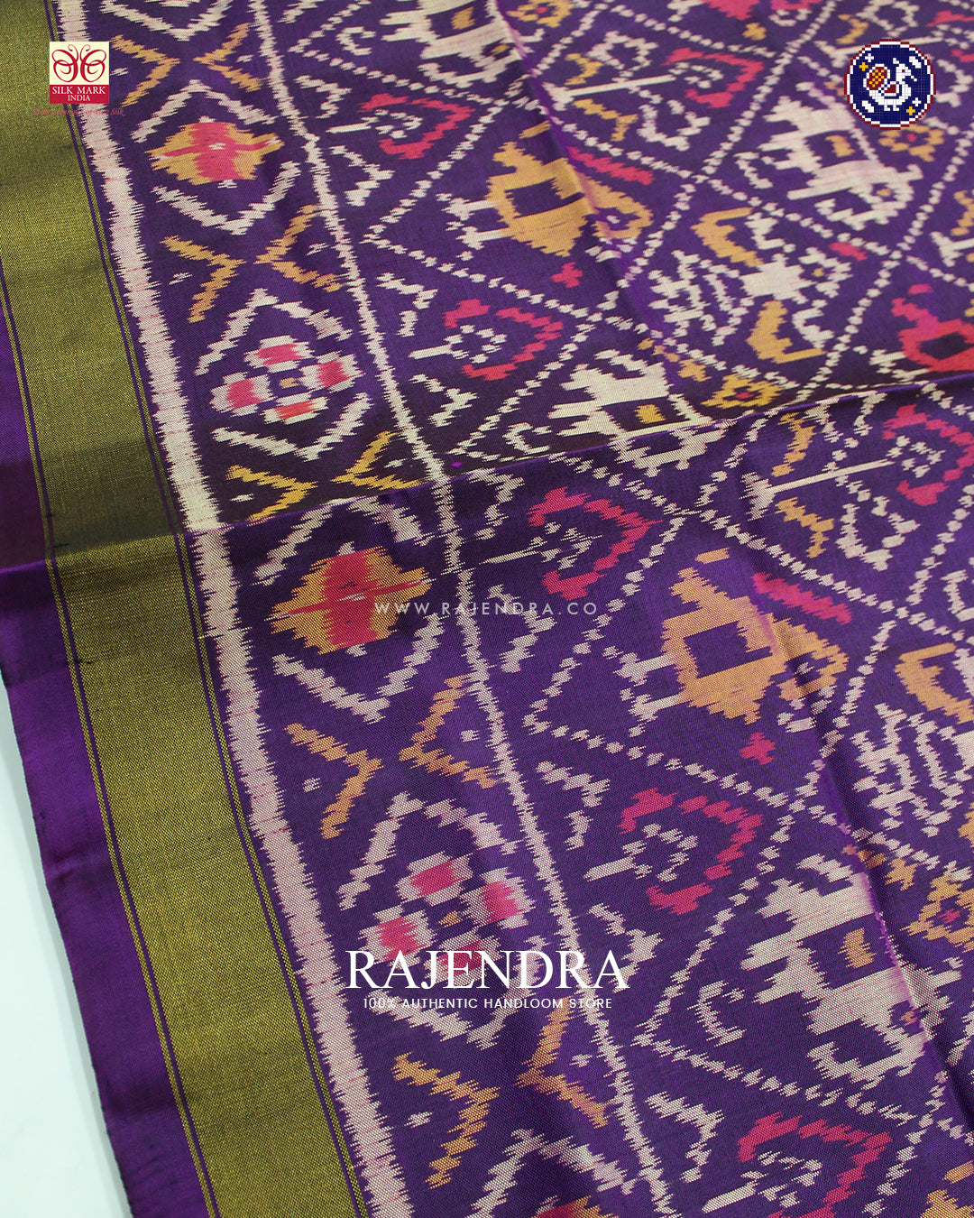 Traditional Hathi Popat Design Purple Rajkot Patola Dupatta