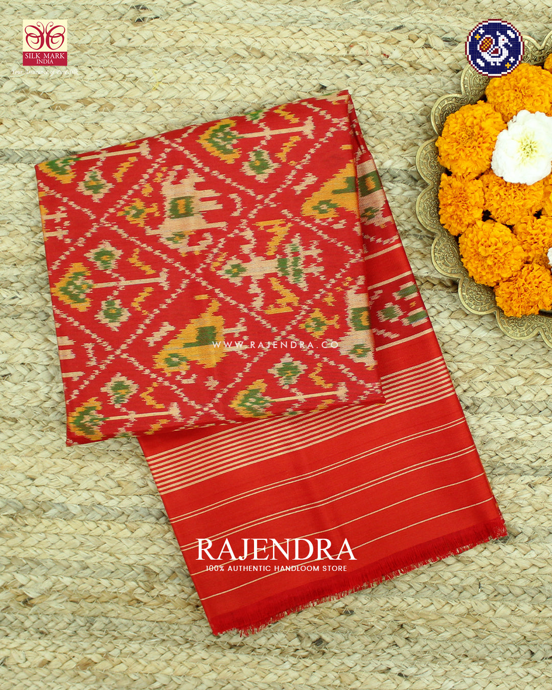 Traditional Hathi Popat Design Red Rajkot Patola Dupatta