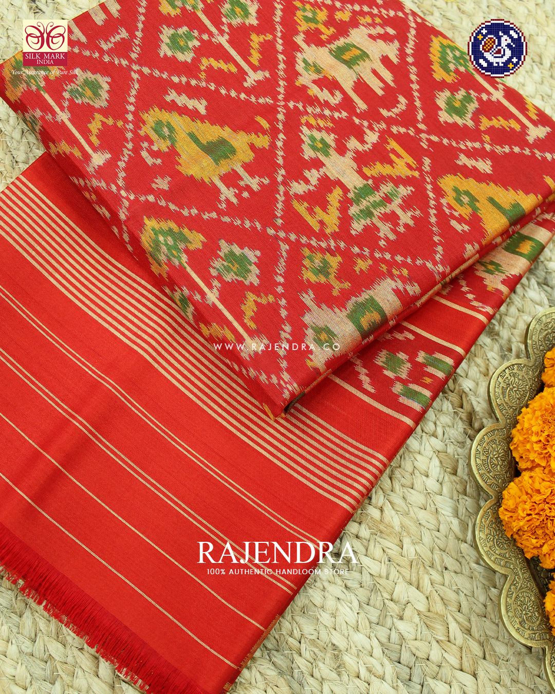 Traditional Hathi Popat Design Red Rajkot Patola Dupatta