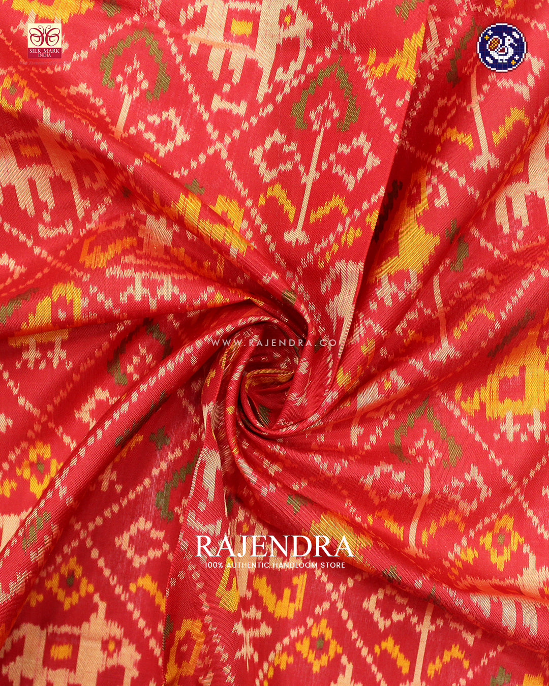 Traditional Hathi Popat Design Red Rajkot Patola Dupatta