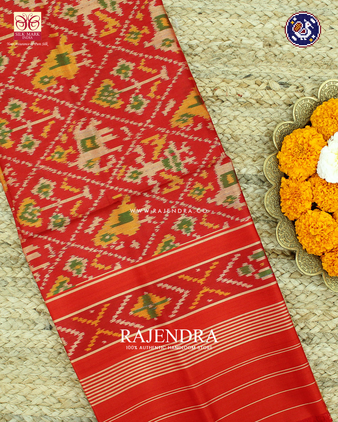 Traditional Hathi Popat Design Red Rajkot Patola Dupatta