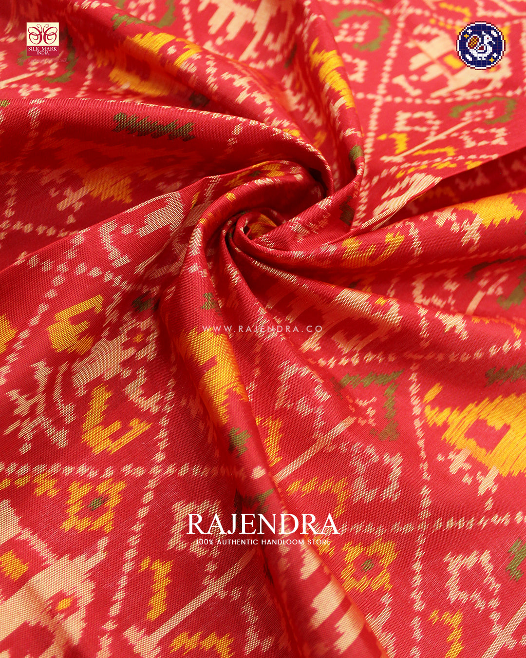 Traditional Hathi Popat Design Red Rajkot Patola Dupatta