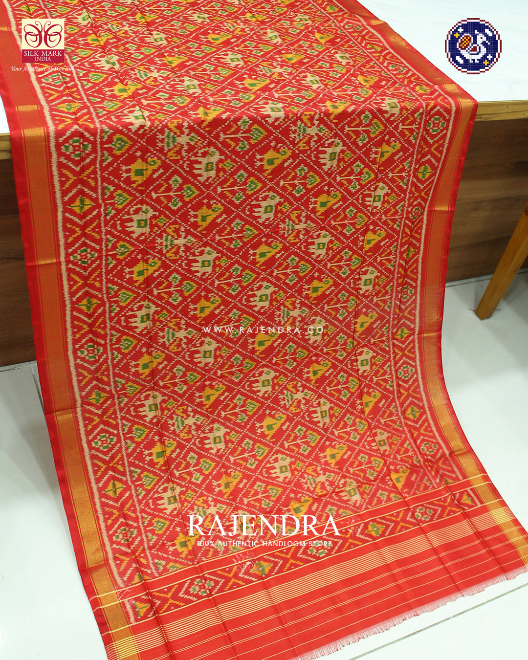 Traditional Hathi Popat Design Red Rajkot Patola Dupatta
