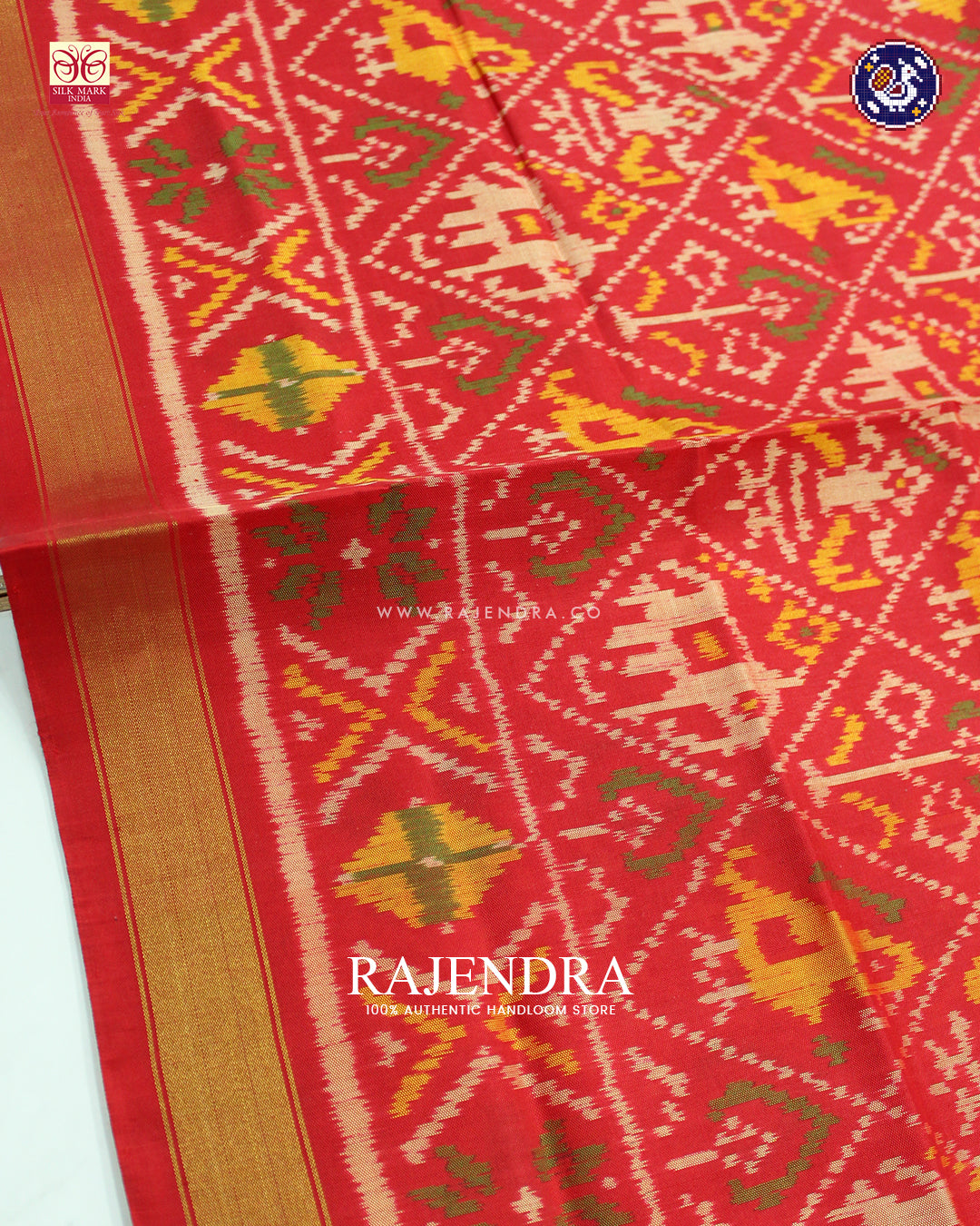 Traditional Hathi Popat Design Red Rajkot Patola Dupatta
