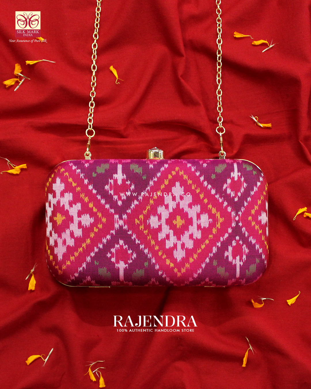 Traditional Panchanda Design Ikat Patola Clutch