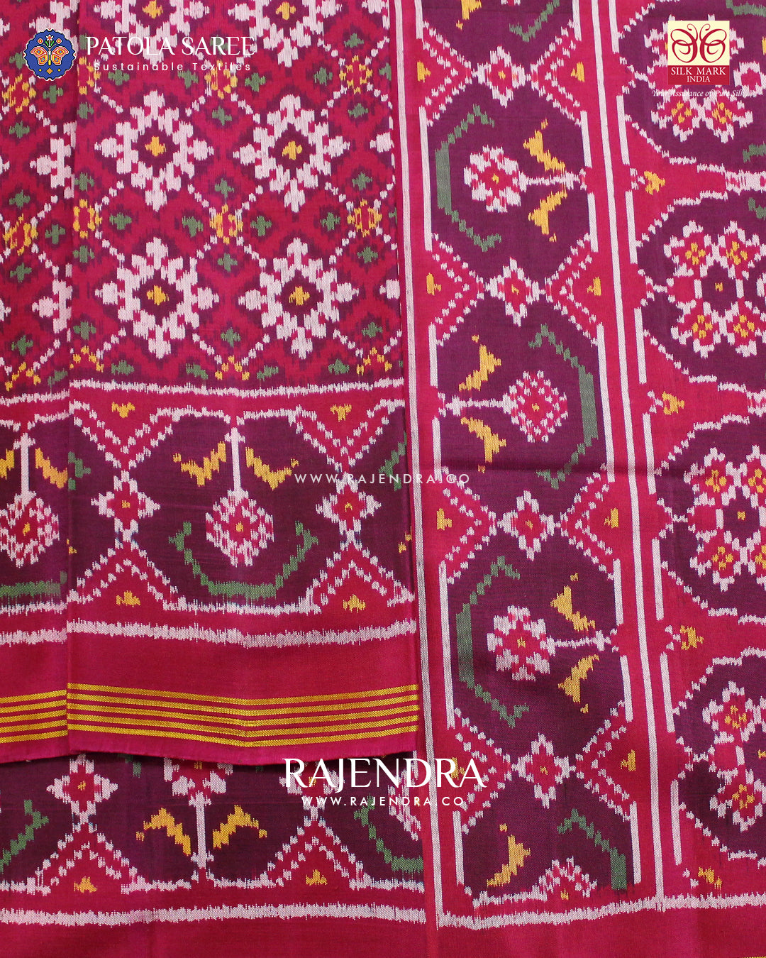 Exclusive Star Design Pink Semi Double Ikat Rajkot Patola Saree