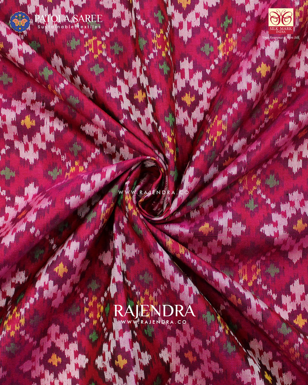 Exclusive Star Design Pink Semi Double Ikat Rajkot Patola Saree