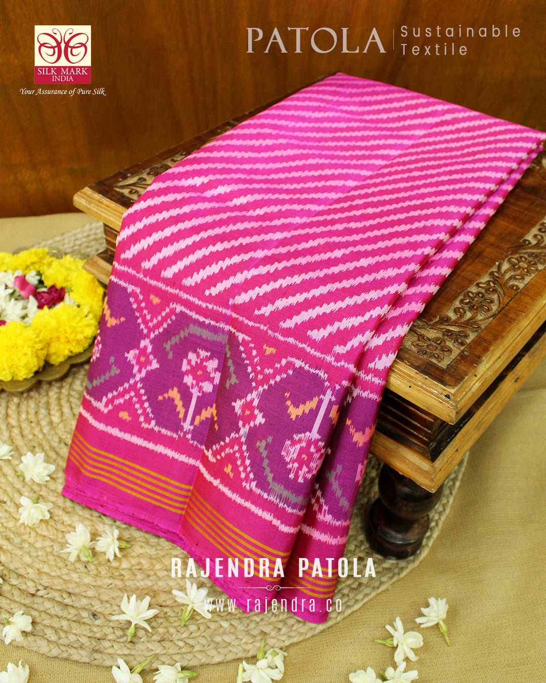 Exclusive Laheriya Bhat Semi Double Weave Rajkot Patola Saree