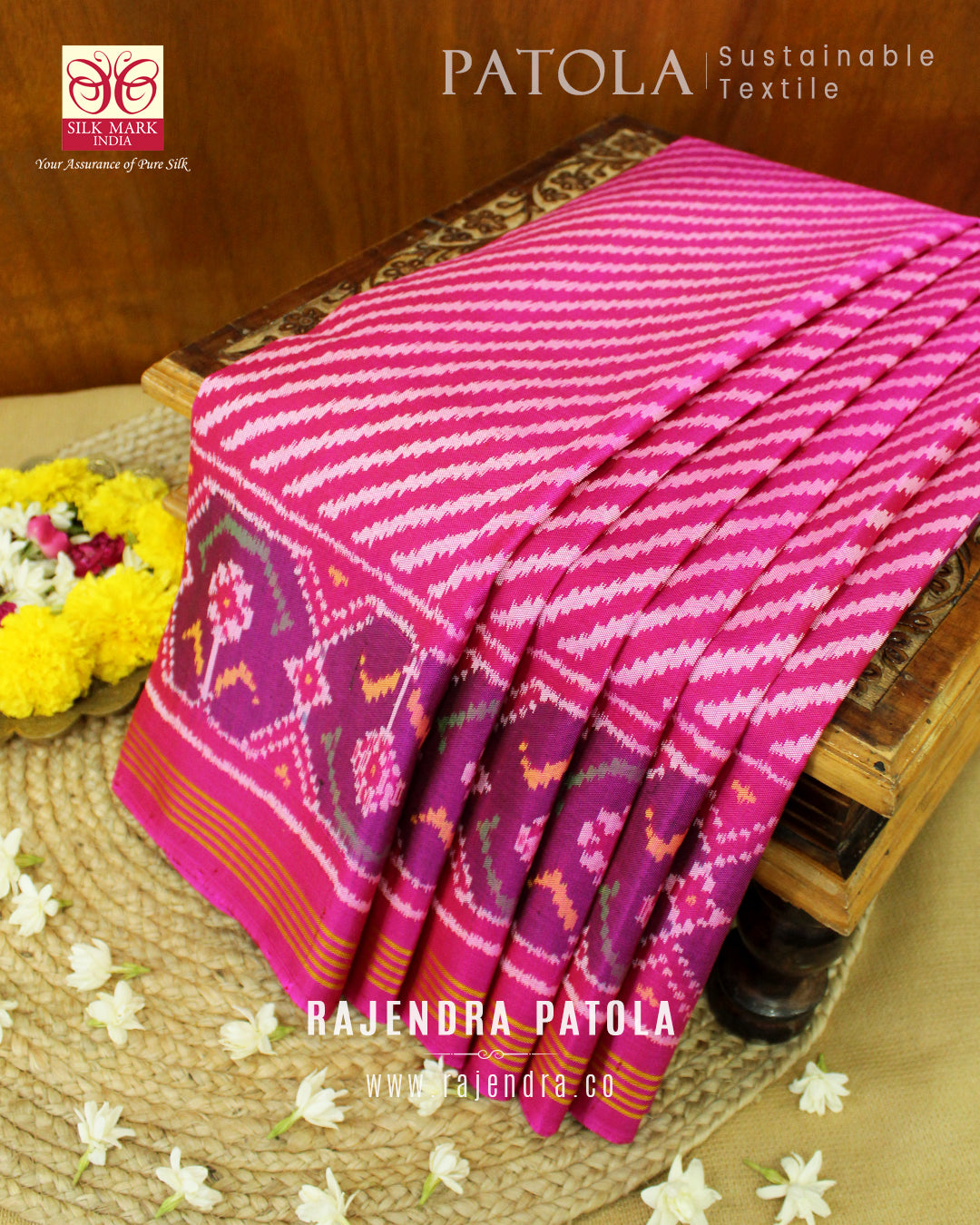 Exclusive Laheriya Bhat Semi Double Weave Rajkot Patola Saree