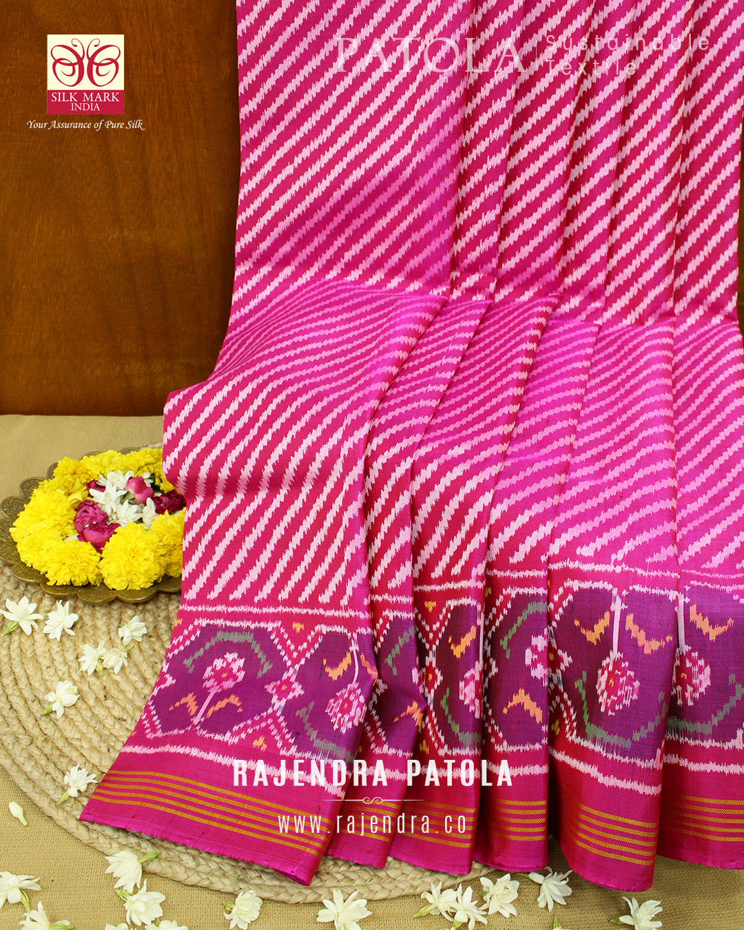 Exclusive Laheriya Bhat Semi Double Weave Rajkot Patola Saree
