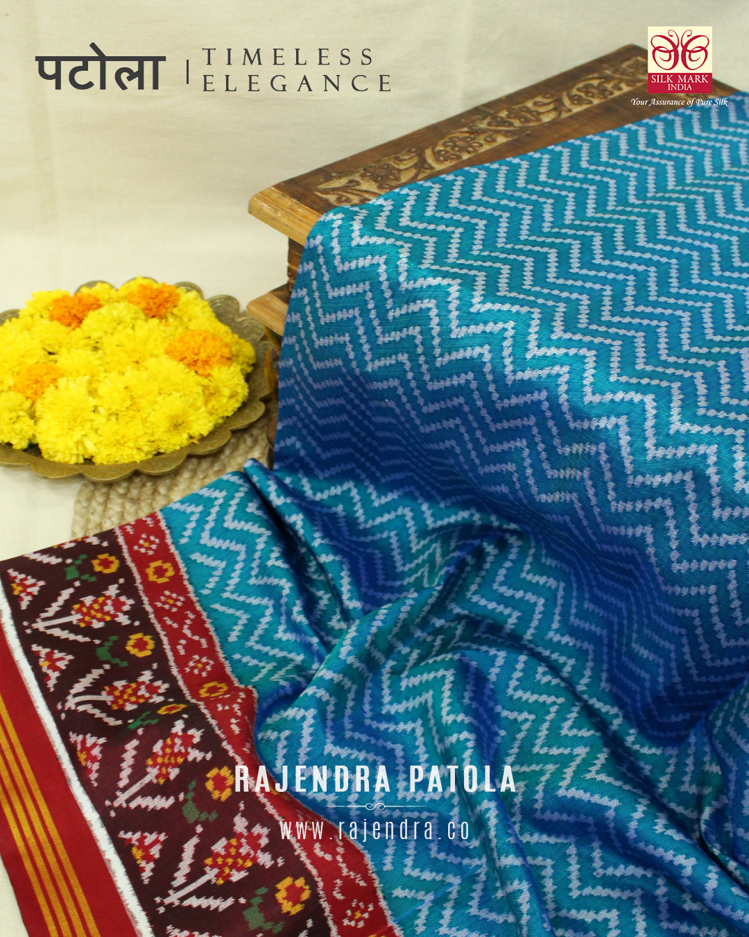 Exclusive Laheriya Bhat Semi Double Weave Rajkot Patola Saree
