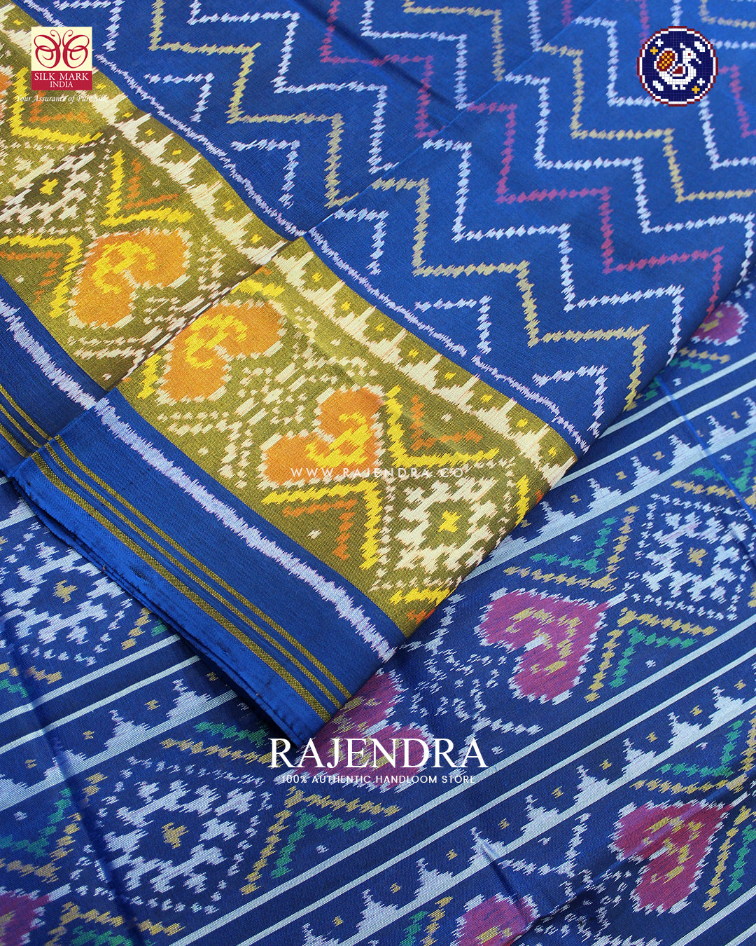 Exclusive Laheriya Design Blue Rajkot Patola Saree