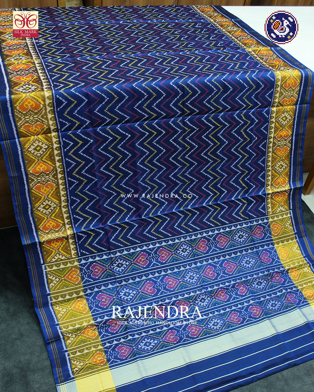 Exclusive Laheriya Design Blue Rajkot Patola Saree
