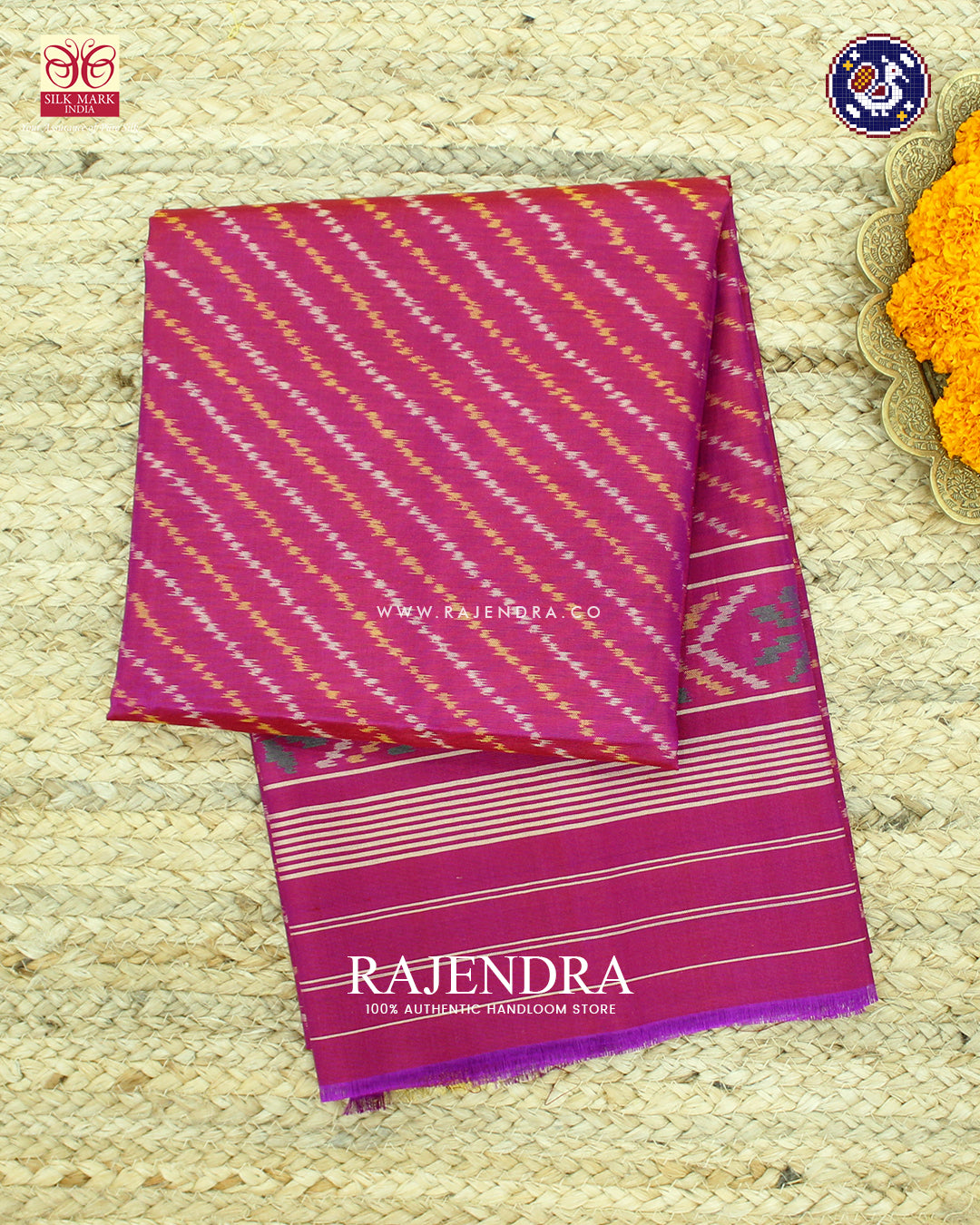Traditional Laheriya Design Magenta Pink Rajkot Patola Dupatta